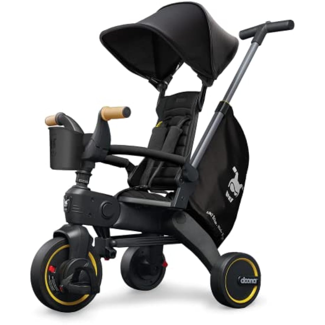 Doona Liki Trike S5 | Foldable Toddler Tricycle with Parent Handle - Black
