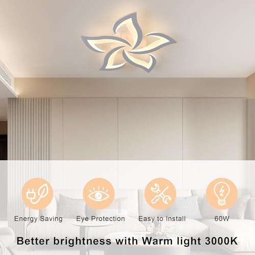 Comely Modern Petal LED Ceiling Light – 60W 3000K Warm Lotus Lamp