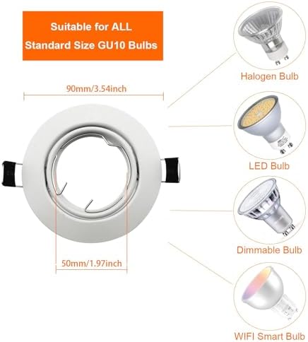 HiBay 10-Pack GU10 Recessed Ceiling Downlights | White Rotatable Spotlights