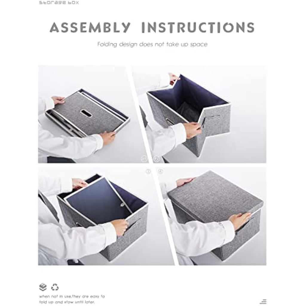 Lesfit Fabric Storage Box with Lid | 20L Foldable Closet Organizer Bin