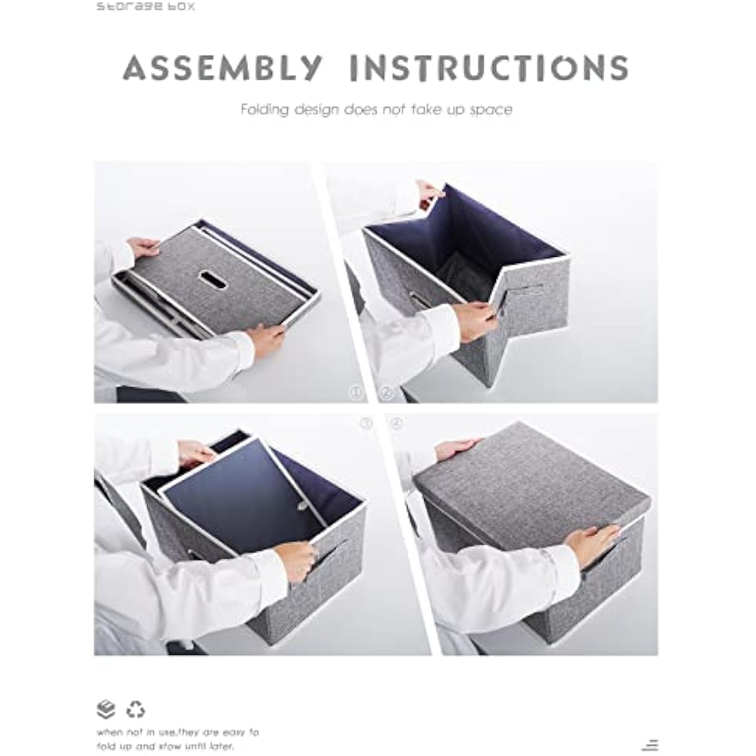 Lesfit Fabric Storage Box with Lid | 20L Foldable Closet Organizer Bin