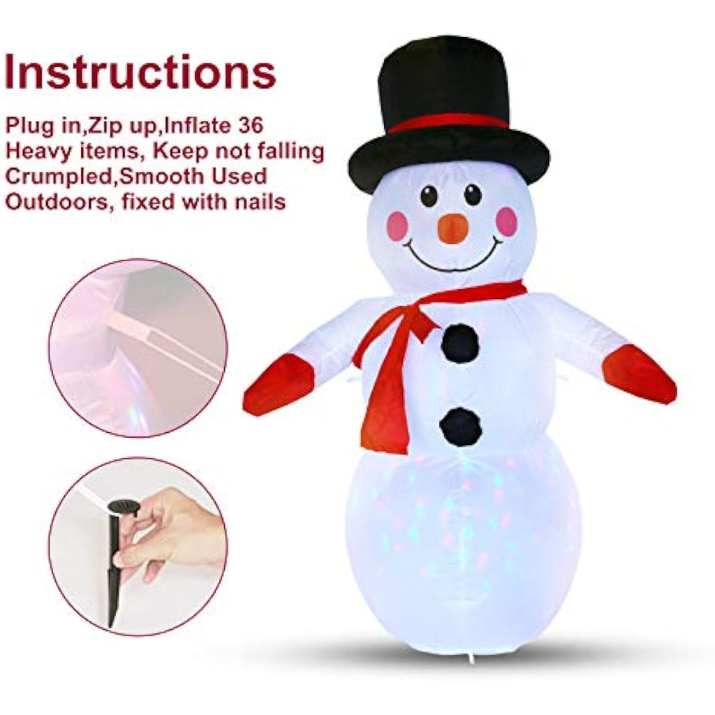 Jolof Store 4Ft Inflatable Snowman with Rotating LED Lights – Outdoor