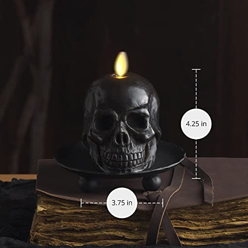Luminara Flameless LED Skull Candle – Black Real Wax Skeleton Decor