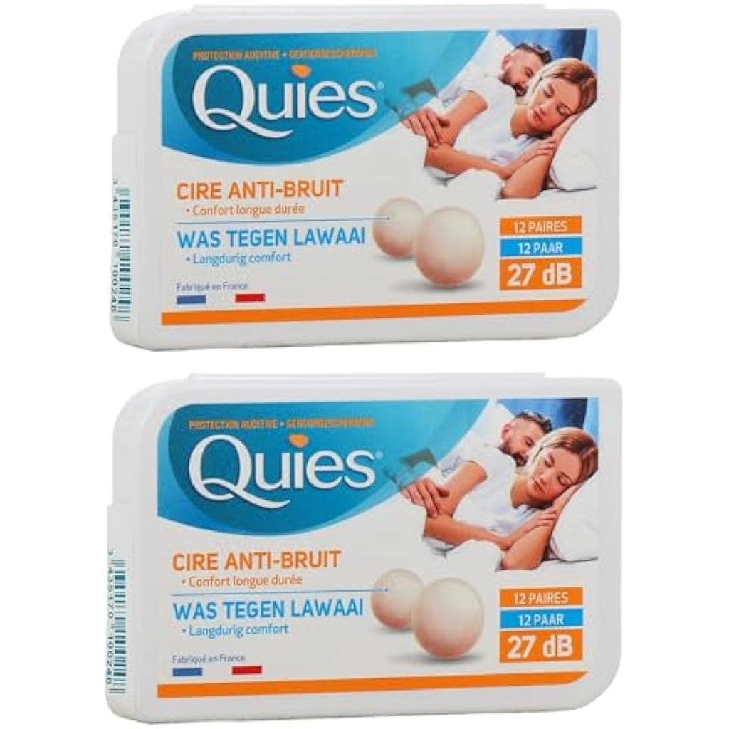 Quies Natural Wax Earplugs – Noise Reduction Sleep Aid (24 Pairs)
