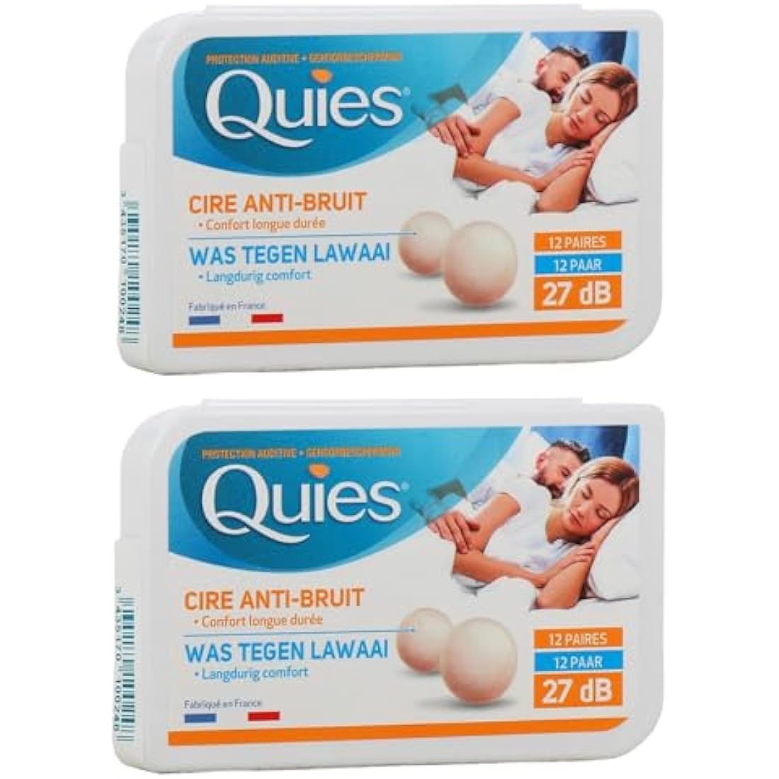 Quies Natural Wax Earplugs – Noise Reduction Sleep Aid (24 Pairs)
