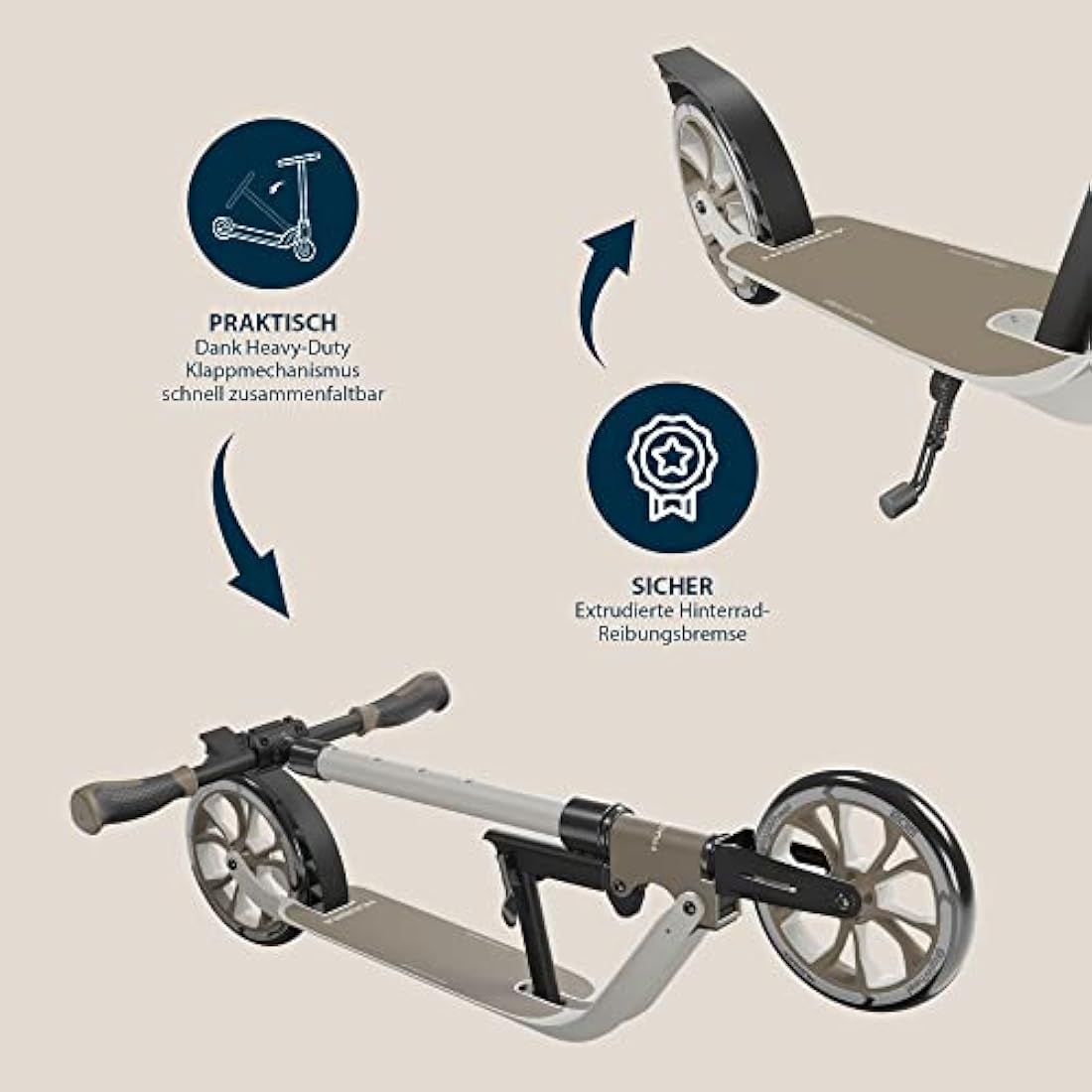 HUDORA BigWheel 205 Advanced Scooter – Foldable Aluminium Kick Scooter