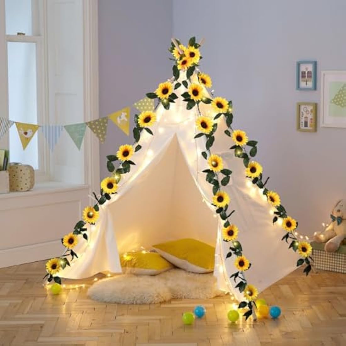 Beferr 4 Pcs Artificial Sunflower Garland | Silk Yellow Flower Vines