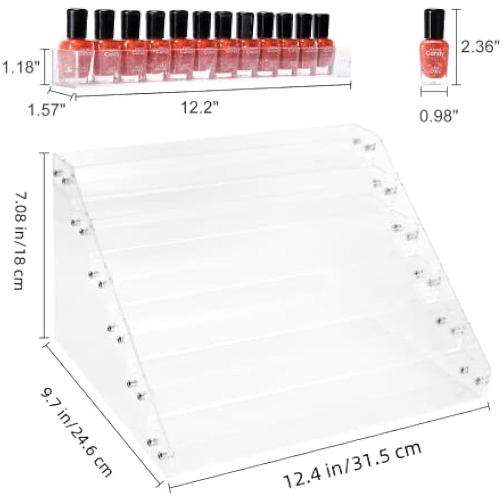 BTremary 6-Tier Acrylic Nail Polish Display Rack | 96 Bottle Storage Stand