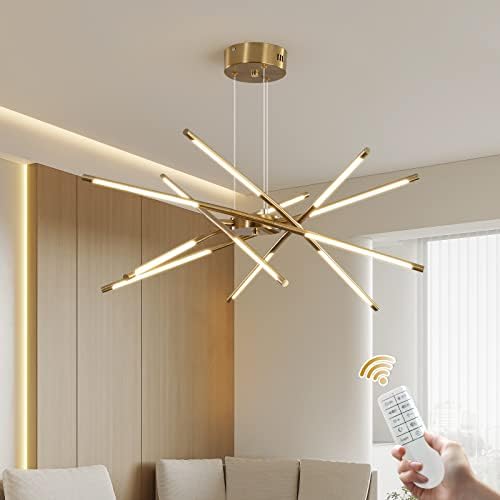 Modern LED Sputnik Chandelier | 12-Head Gold Pendant Light