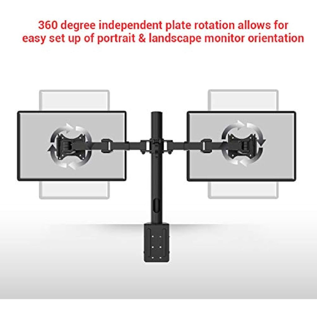 FLEXIMOUNTS Dual Arm Monitor Mount – Full Motion Desk Stand for 10-27" LCD