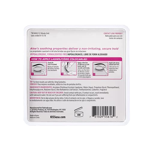 KISS 24 Hour Strip Eyelash Adhesive – Clear Latex-Free Glue with Aloe