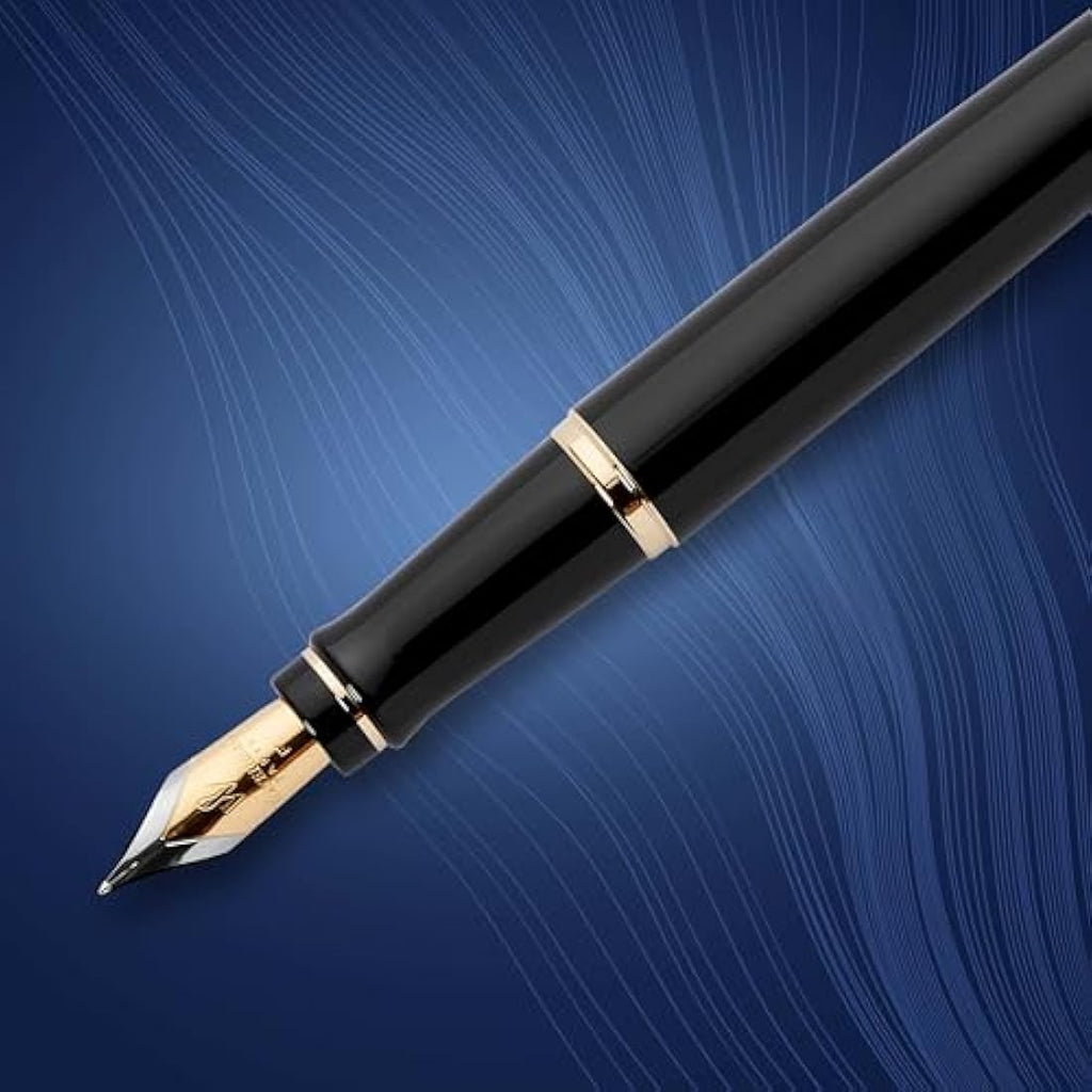 Waterman Expert Fountain Pen | Gloss Black & 23k Gold Trim | Medium Nib
