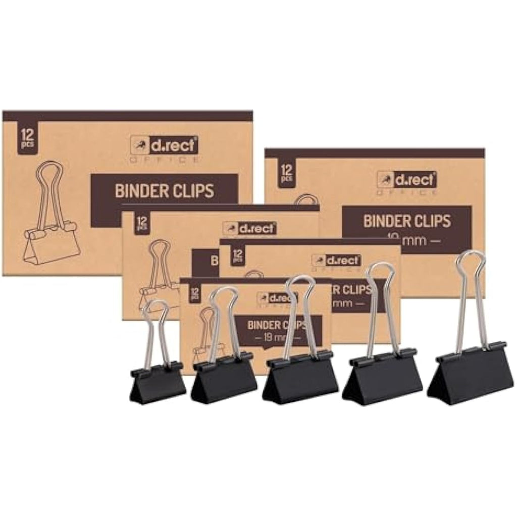 D.RECT 25mm Binder Clips – Black Multi-Purpose Paper Clamps, 144 Pack