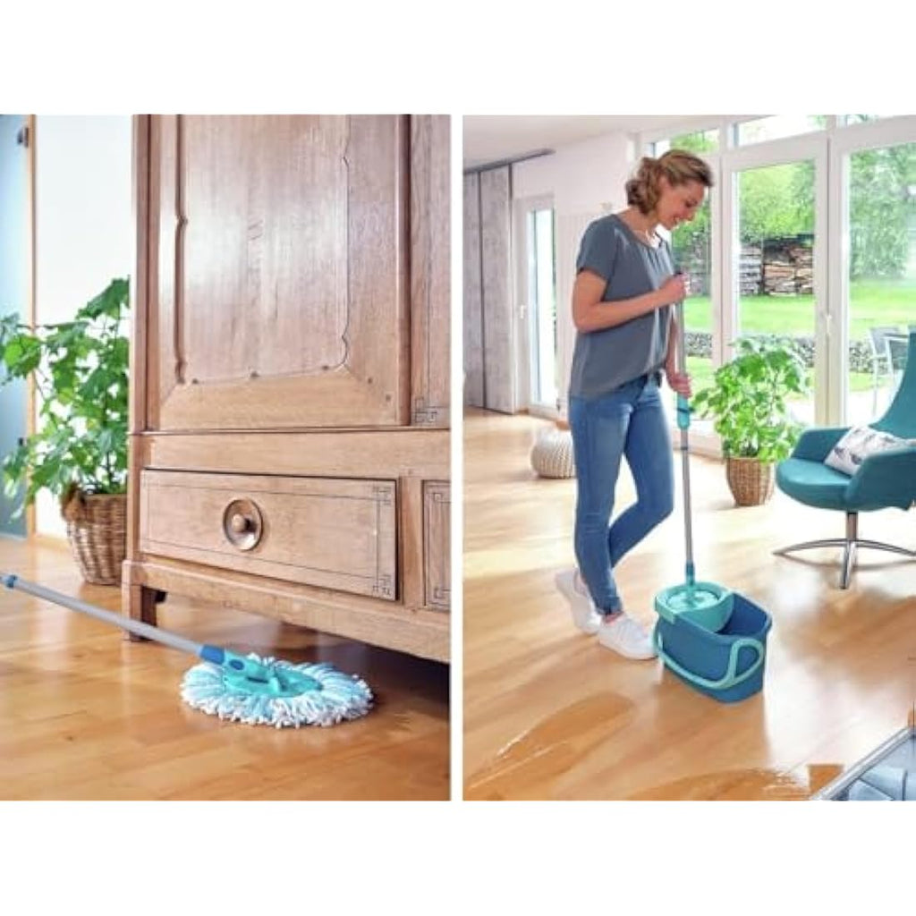 Leifheit Clean Twist Disc Mop Ergo Set | Microfibre Spin Mop and Bucket