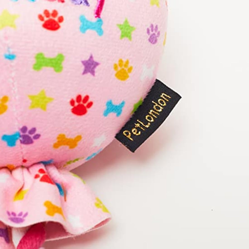 Pet London Pink Balloon Dog Toy – Plush Rainbow Confetti Birthday Gift