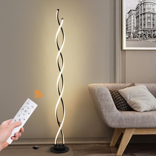 AManLife LED Floor Lamp – Dimmable Spiral Standing Lamp with Remote