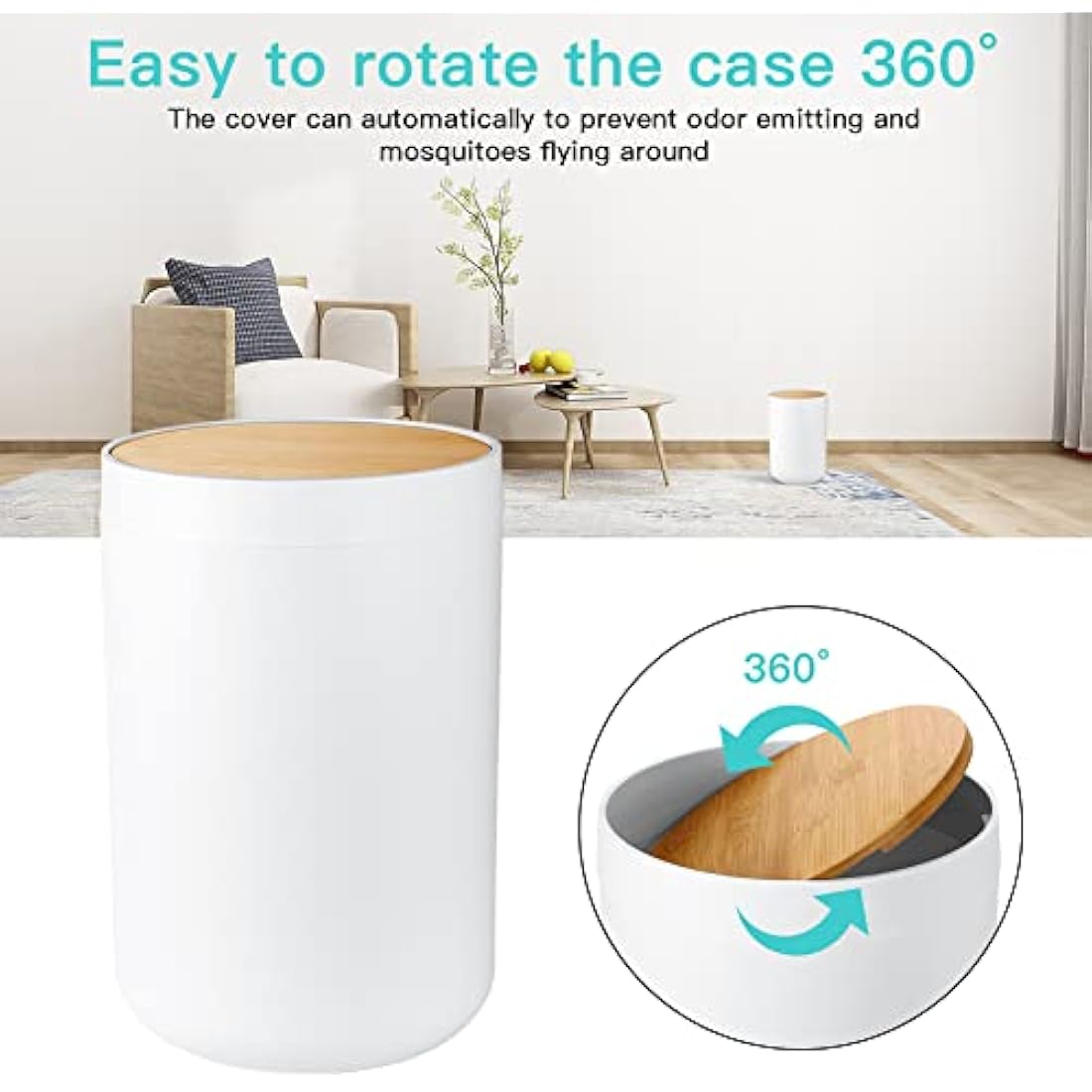 7-Piece Bamboo & Plastic Bathroom Accessory Set - White