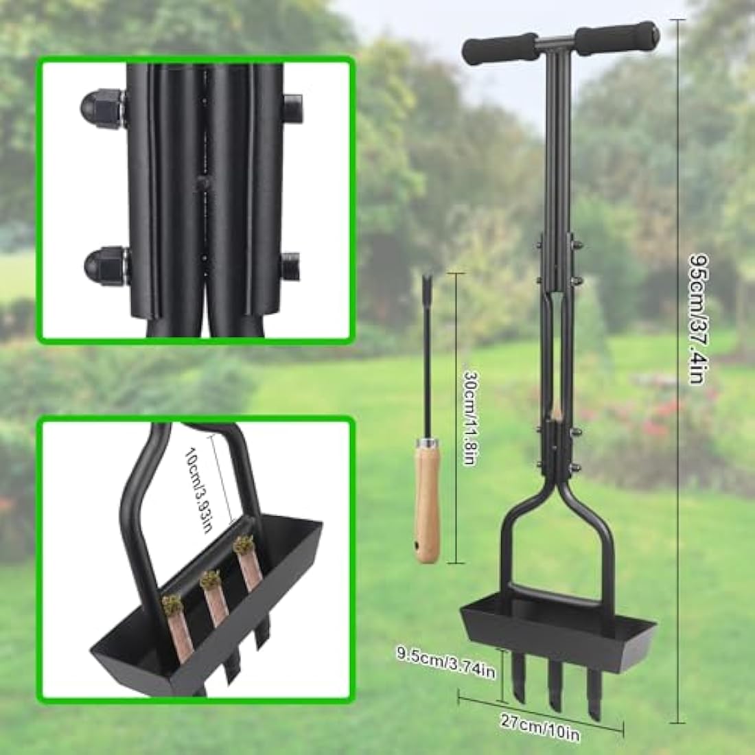 MEIIOFS Manual Lawn Core Aerator with Soil Storage Tray – Durable Alloy