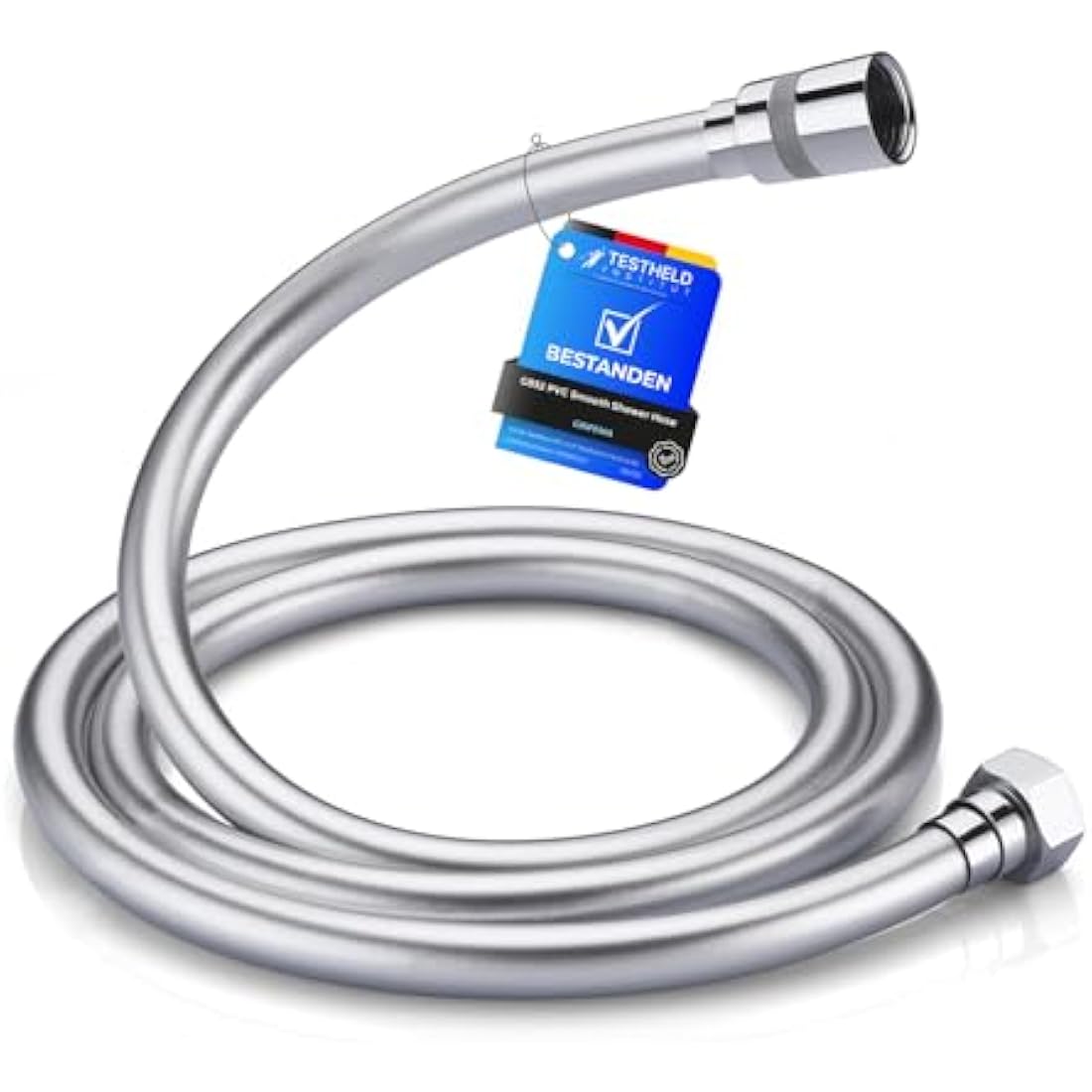 GRIFEMA 1.5m PVC Shower Hose – Anti-Kink Flexible Silver Replacement