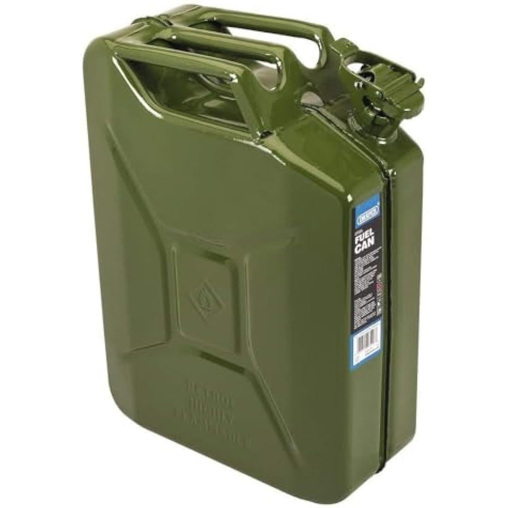 Draper 07218 20L Steel Fuel Can – Leak-Proof Green Jerrycan Container