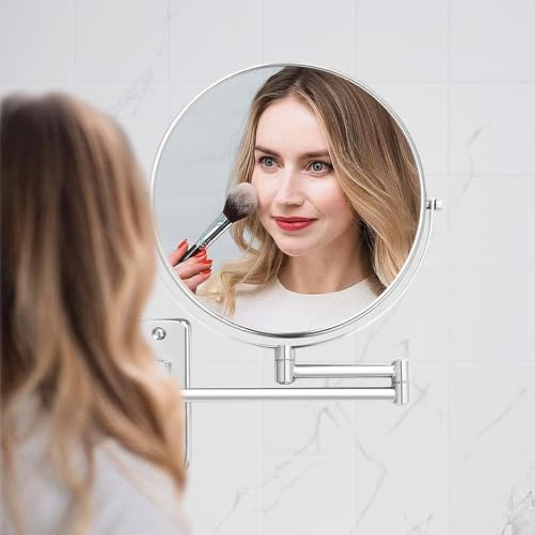 AumVum 8" Wall Mounted Shaving Mirror – 1X/10X Magnification Chrome