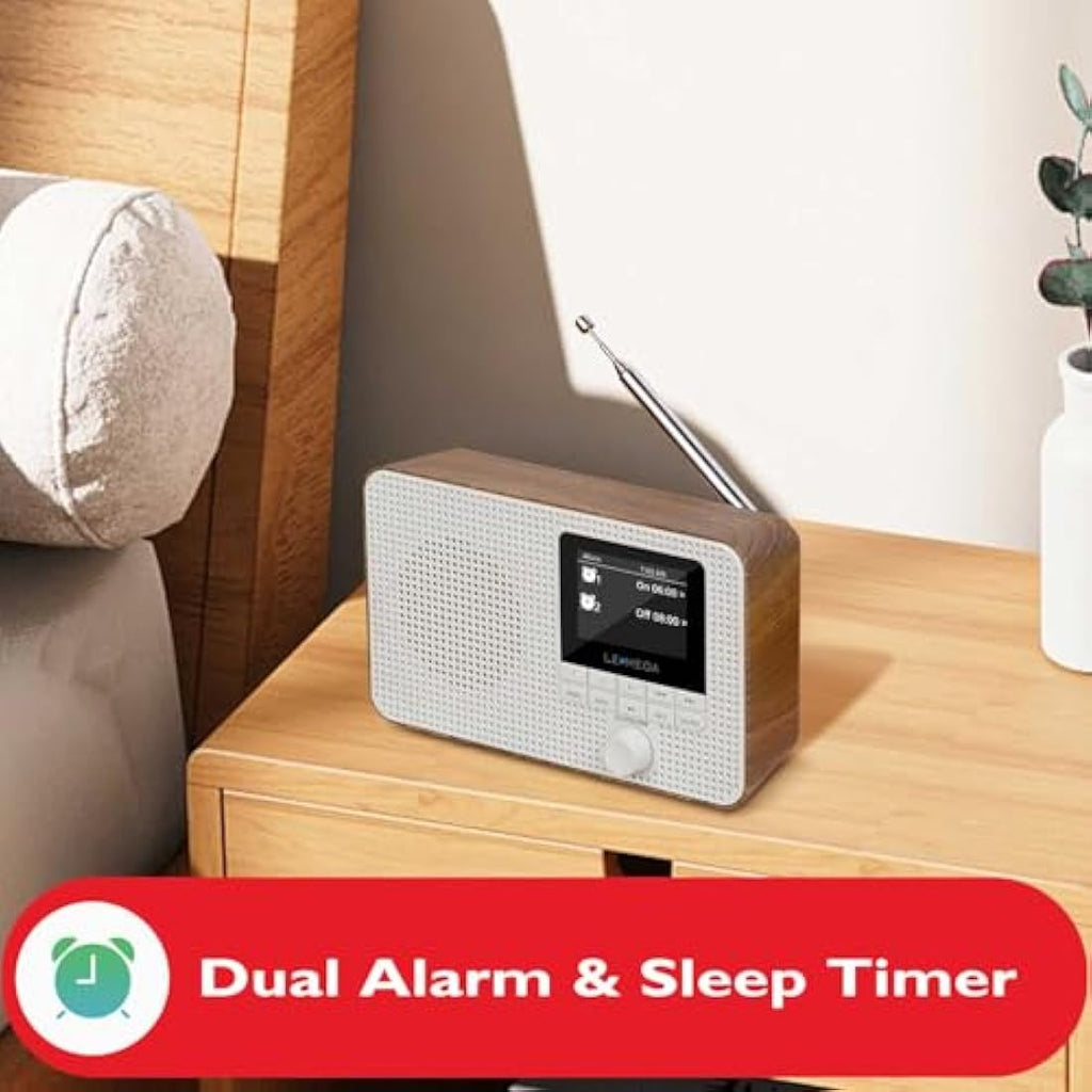 LEMEGA IR1 Internet Radio – Portable DAB+ Digital Radio with Bluetooth, Walnut