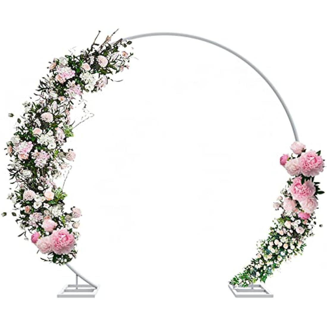 Jolof Store Round Wedding Arch – 220cm White Metal Floral Backdrop Stand