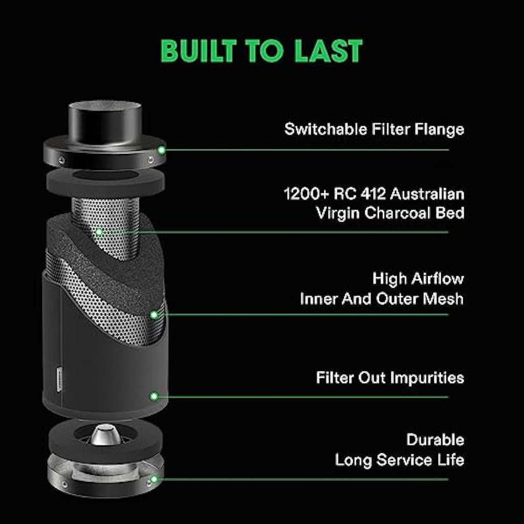 VIVOSUN 8" Air Carbon Filter | Australian Charcoal Odor Control Scrubber