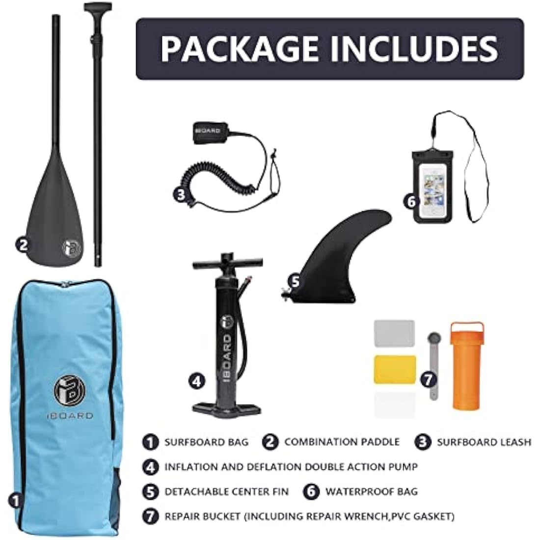 iBOARD Inflatable Stand Up Paddle Board – 11' x 32" x 6" SUP with Accessories