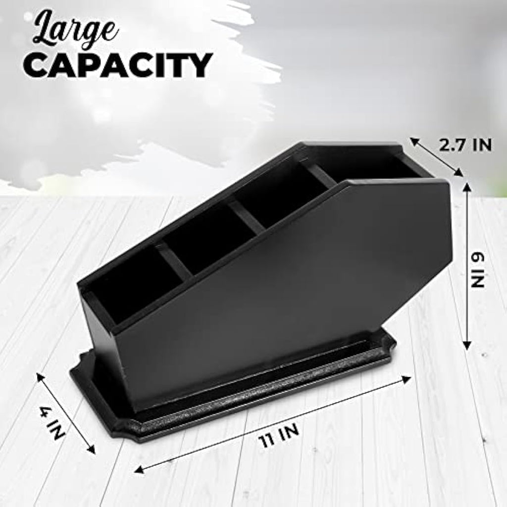 CEFRECO Coffin Brush Holder – Gothic Wooden Makeup Organizer, Black