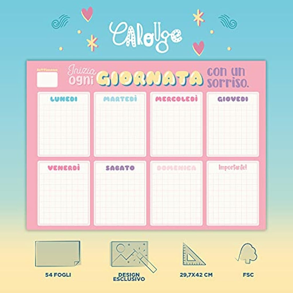 Grupo Erik Carouge Weekly Planner A3 - Italian Desk Calendar Notepad