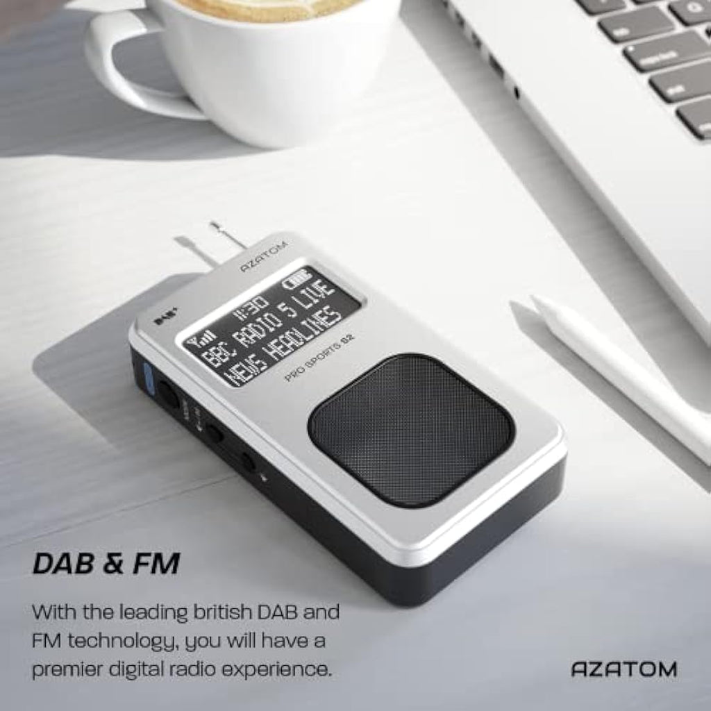 Azatom Pro Sports S2 Portable DAB/DAB+ & FM Radio with Earphones - Silver