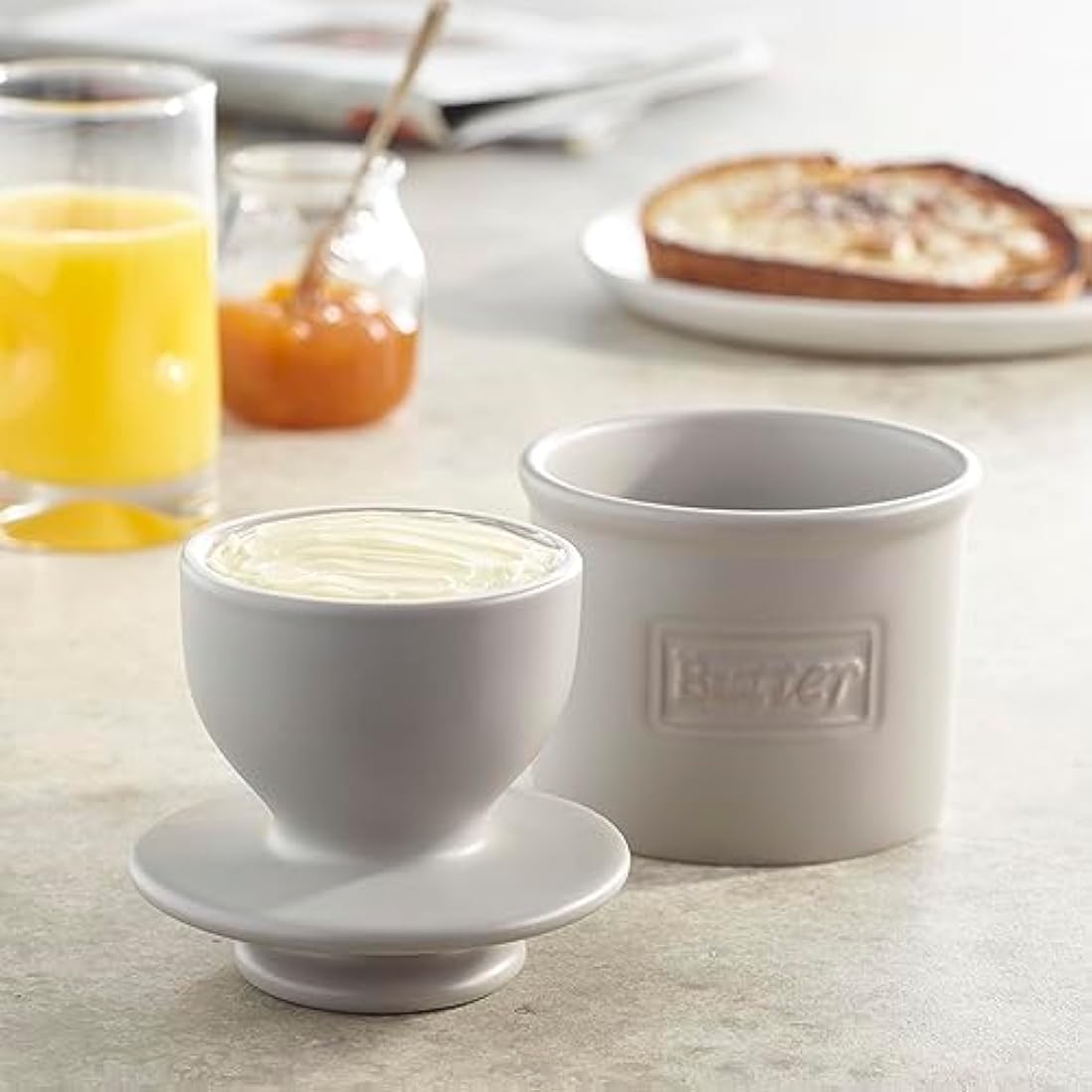 Butter Bell French Ceramic Butter Crock | Matte Stone Butter Dish