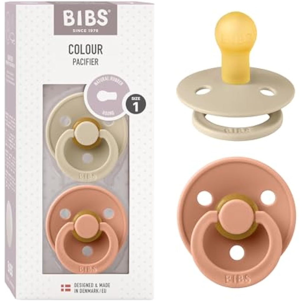 BIBS Colour Pacifier 2-Pack | Natural Rubber Latex | Vanilla/Peach