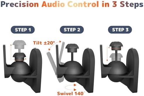 PUTORSEN Universal Speaker Wall Mount Brackets | Tilt & Swivel 2 Pack