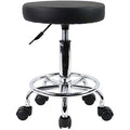 KKTONER PU Leather Rolling Stool - Adjustable Swivel Salon Chair with Footrest