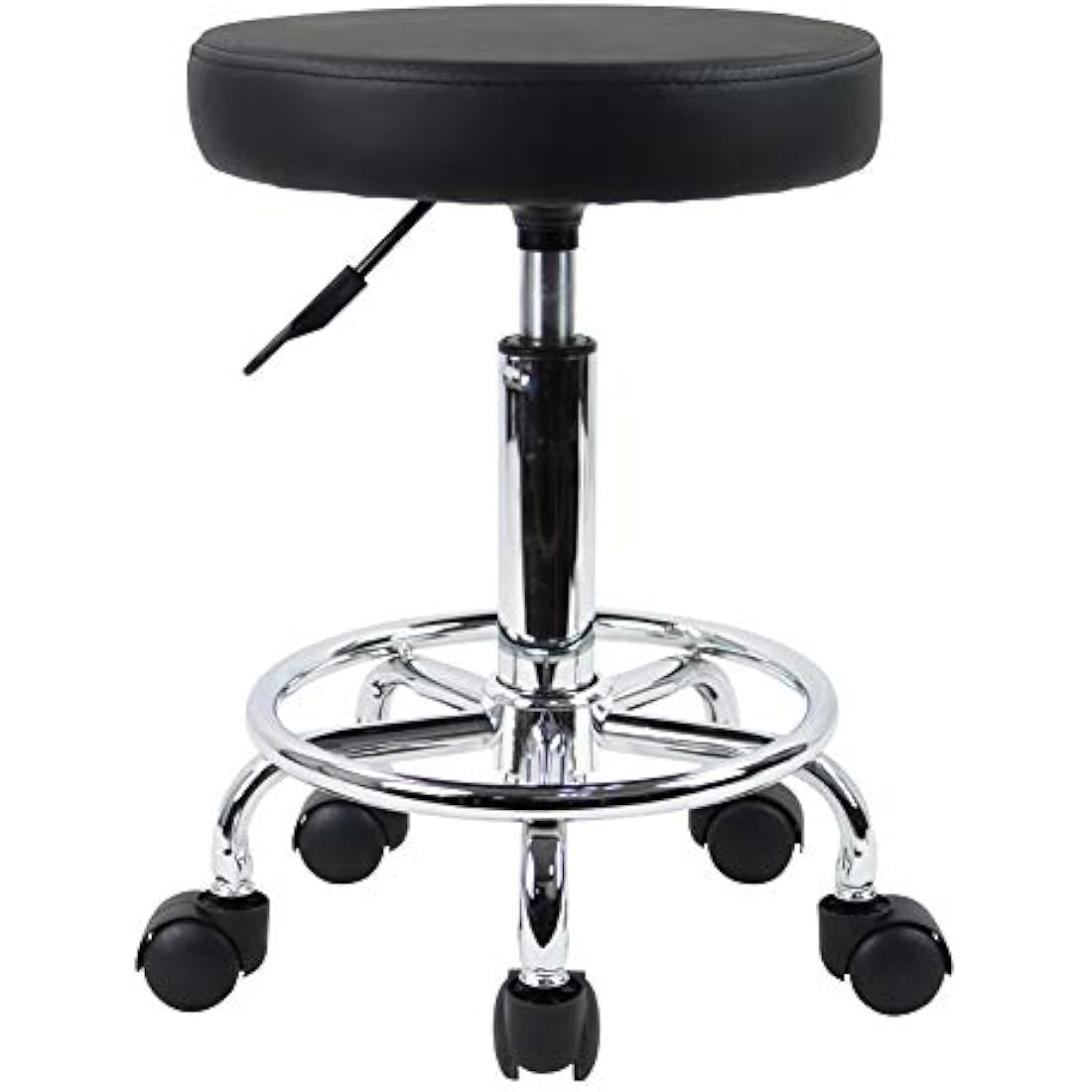 KKTONER PU Leather Rolling Stool - Adjustable Swivel Salon Chair with Footrest