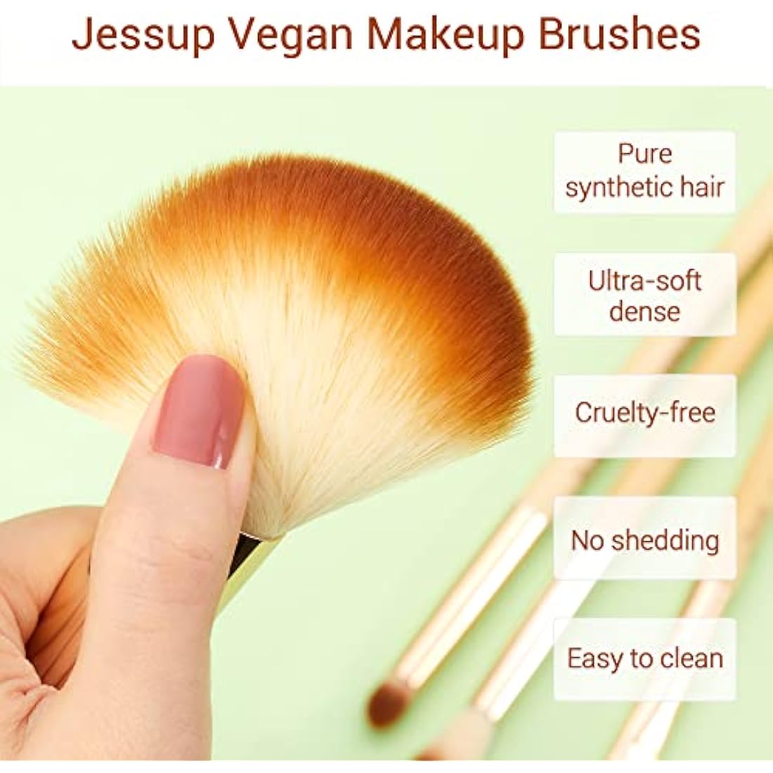 Jessup 25pcs Professional Bamboo Makeup Brush Set | Vegan & Cruelty-Free