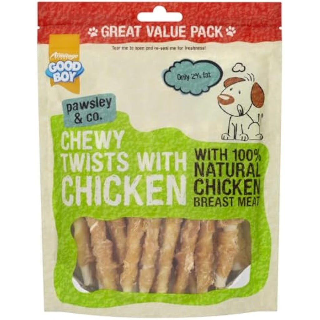 Good Boy Chicken Chewy Twists Dog Treats – Grain Free & High Protein, 320g