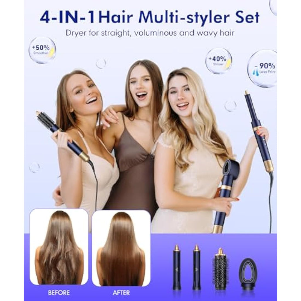 Jolof Store 4-in-1 Air Styler – 1300W Ionic Hair Curler & Dryer, Dark Blue