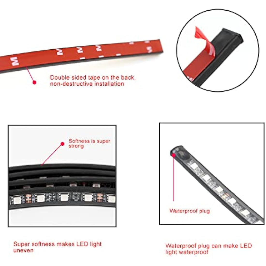 GDICONIC RGB LED Underglow Car Light Kit | App Control Neon Strip Lights