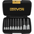 LEXIVON 10-Piece Triple Square Spline Bit Socket Set | Extra Long S2 Steel