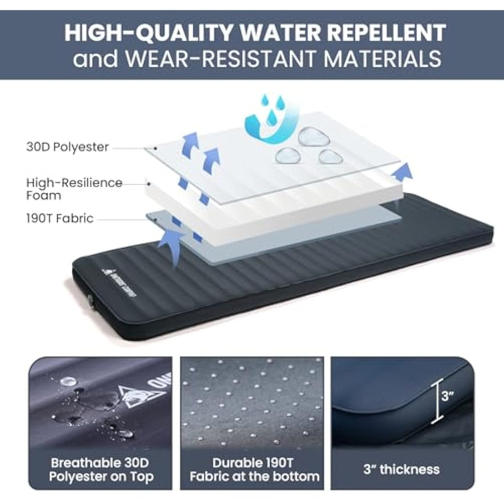 OneTigris Dreamstar Self-Inflating Sleeping Pad | 3" Foam Camping Mattress