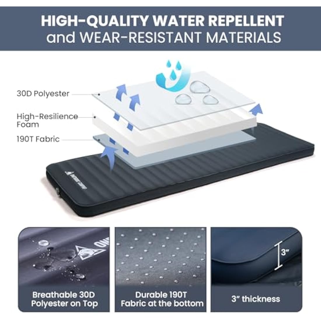 OneTigris Dreamstar Self-Inflating Sleeping Pad | 3" Foam Camping Mattress