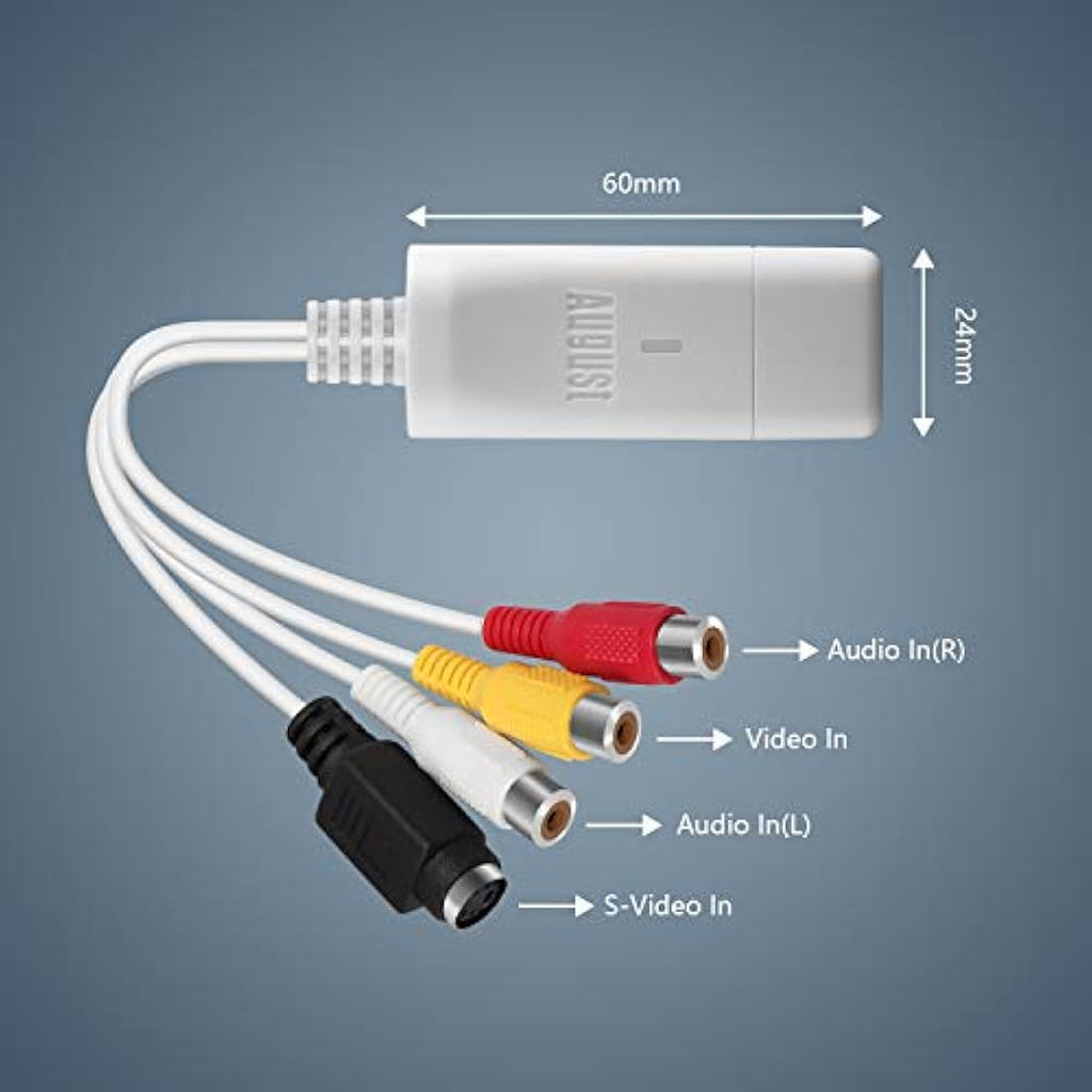 August VGB300 USB Video Capture Card - VHS to Digital Converter for PC & Mac