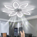 YUNZI Modern Petal Ceiling Fan with Dimmable LED Light and Remote, 90CM