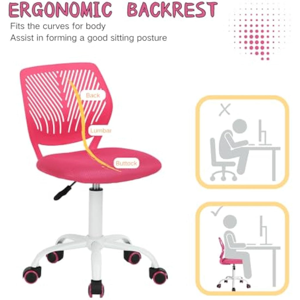 Homy Casa Pink Ergonomic Swivel Desk Chair - Adjustable Task Chair