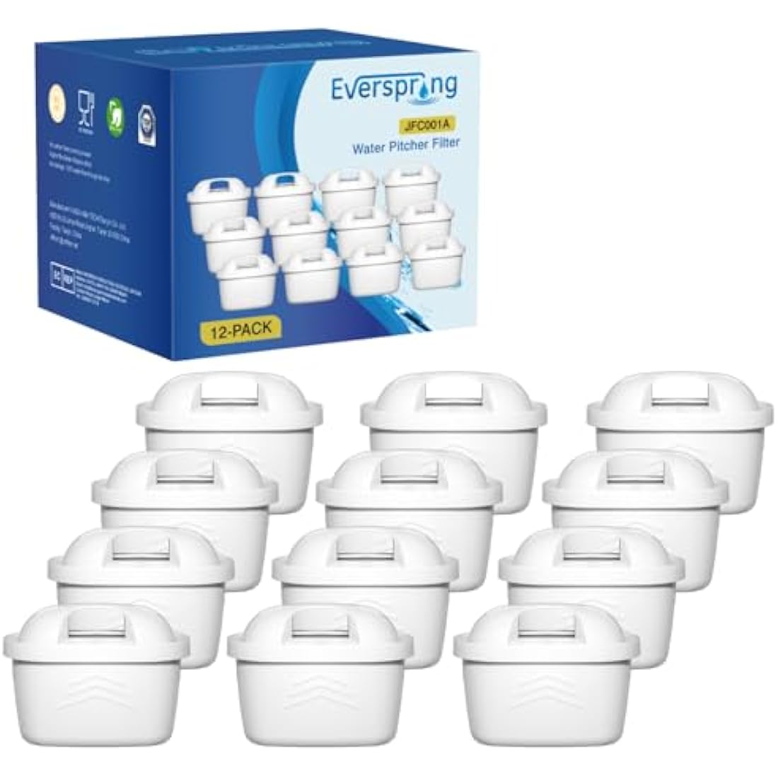 Everspring Water Filter Cartridges for Brita Maxtra+ & Mavea | 12 Pack