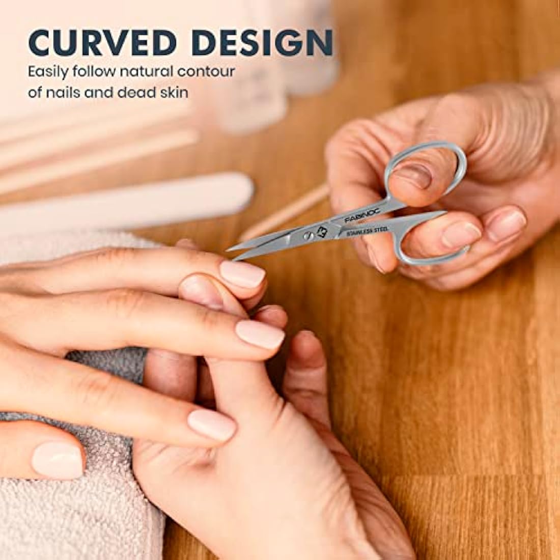 FABINOC Curved Cuticle Scissors | German Stainless Steel Manicure Tool