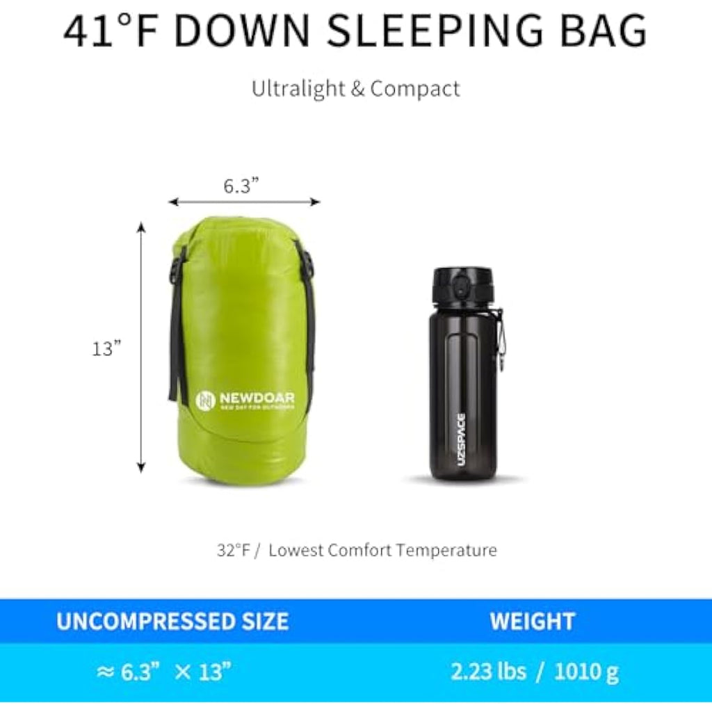 NewDoar Ultralight 800FP Duck Down Sleeping Bag | Waterproof & Portable